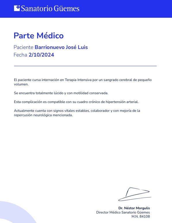 PArte médico Barrionuevo