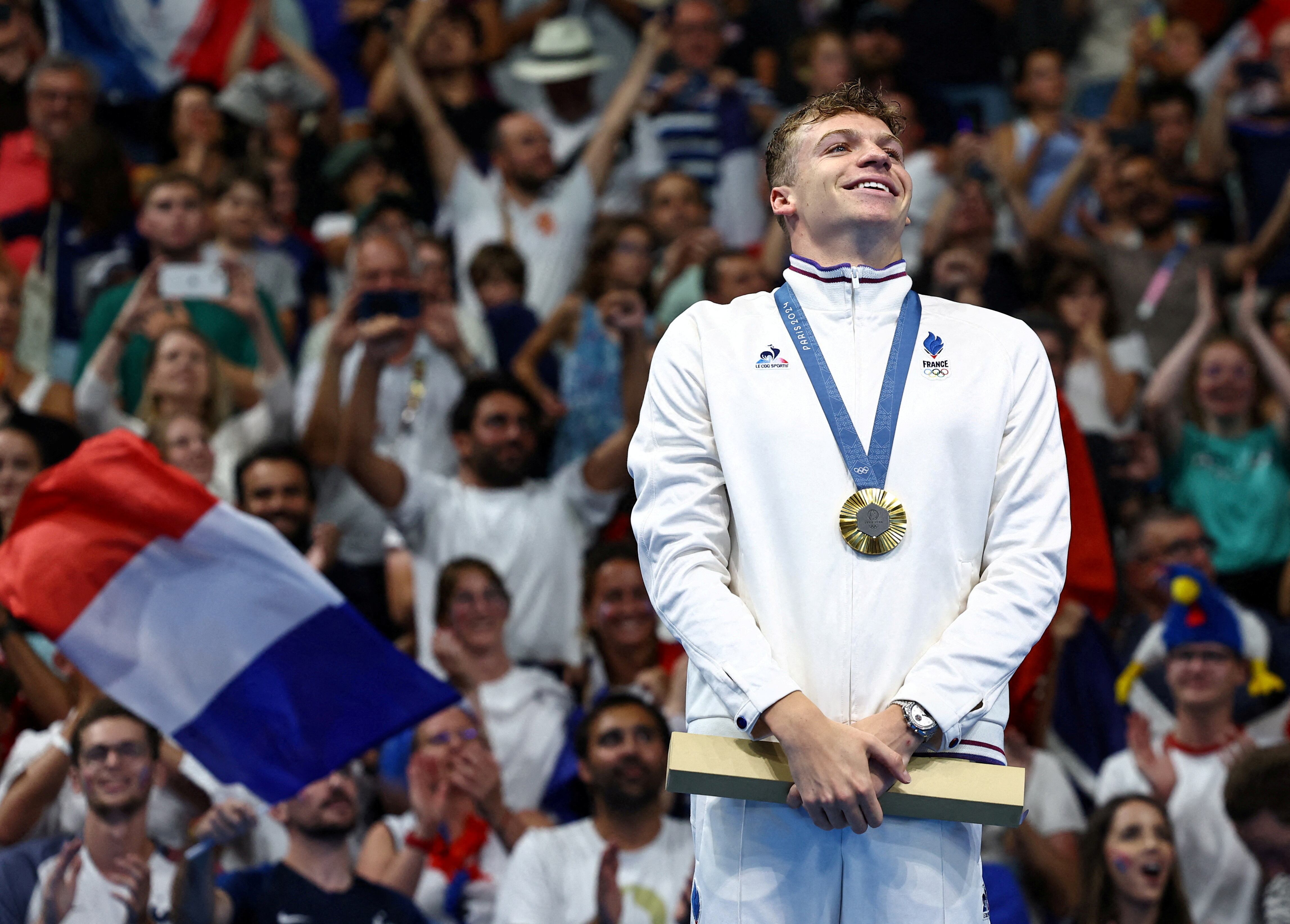 El nadador francés Leon Marchand, otra de las grandes atracciones de los Juegos Olímpicos de París. El galo ganó 4 medallas de oro en París 2024, con récord (REUTERS/Evgenia Novozhenina/File Photo)