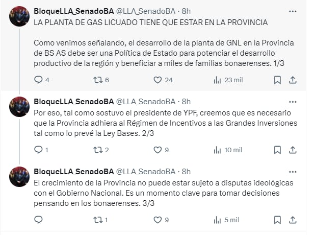 Bloque de senadores de La Libertad Avanza advierten a Kicillof que debe adherir al RIGI