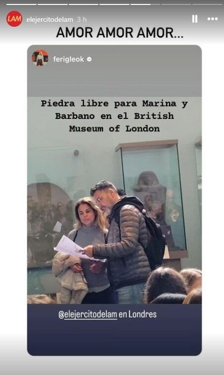 Marina Calabró y Rolando Barbano están de vacaciones en Londres (Instagram)