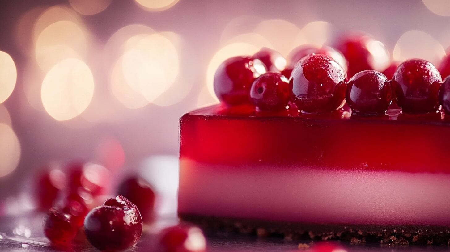 Imagen de cheesecake de gelatina roja decorado con frutos rojos. Otras opciones: postre elegante, frutos del bosque, dulce cremoso. - (Imagen Ilustrativa Infobae)