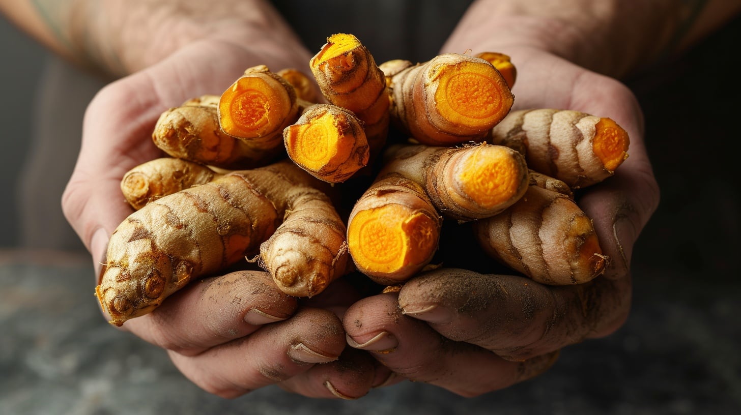 Cúrcuma en polvo sobre superficie de cocina, junto a ingredientes frescos y saludables - (Imagen Ilustrativa Infobae).