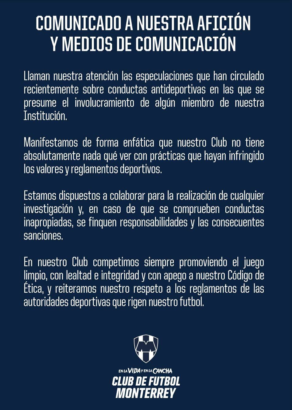 Rayados comunicado sobre caso Siboldi