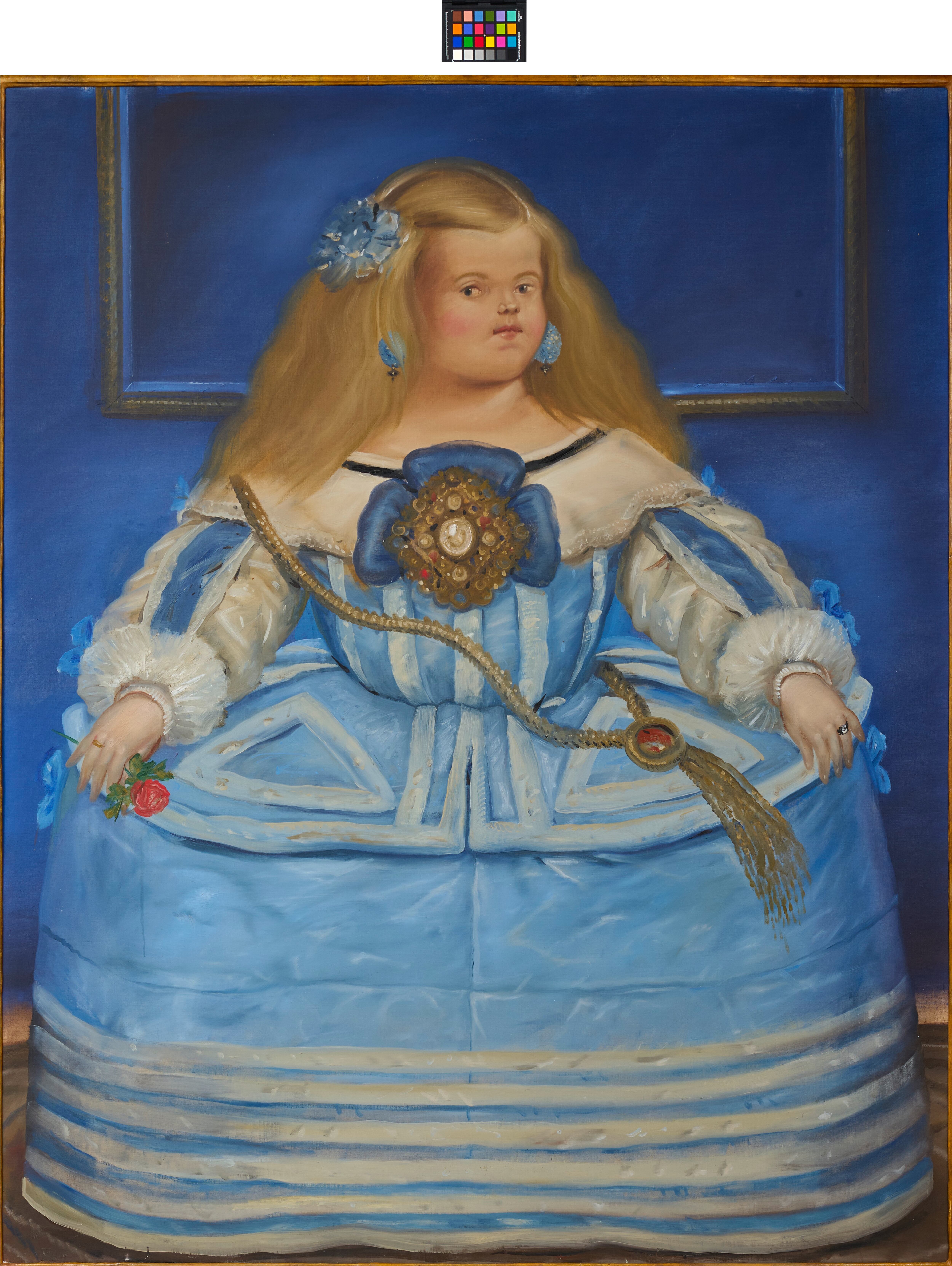 Fernando Botero creó muchas versiones de "Las Meninas" de Diego Velásquez. Una de ellas permaneció guardada en su estudio desde que la pintó - crédito Prensa Lina Botero