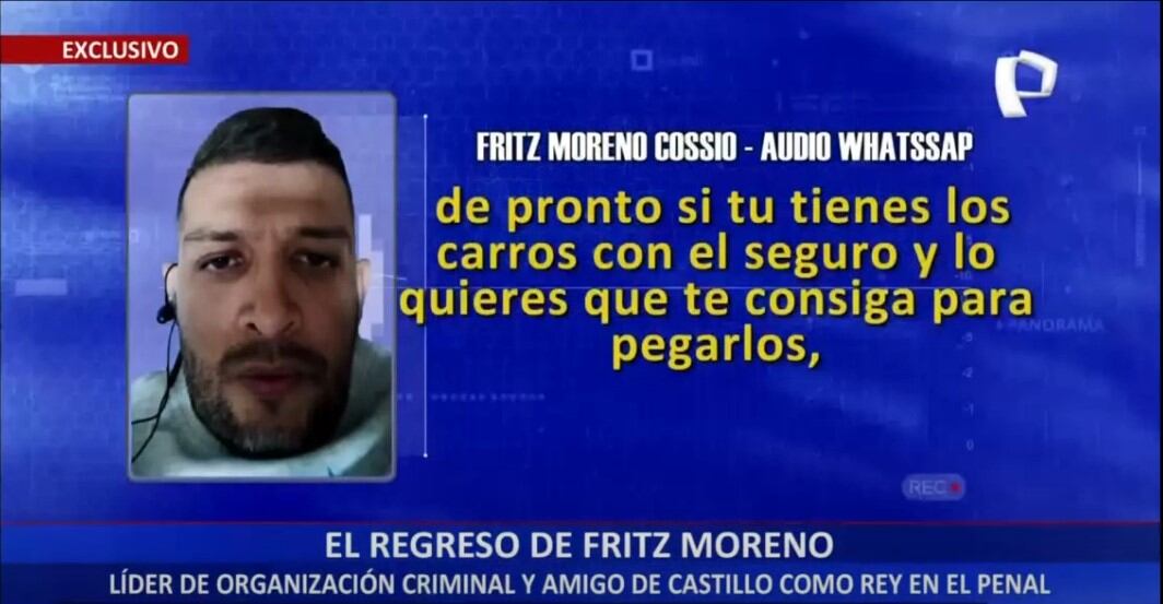 Fritz Moreno Cossio seguía operando su imperio delictivo de autos de lujo dentro de penal Ancón 1. (Captura: Panorama)