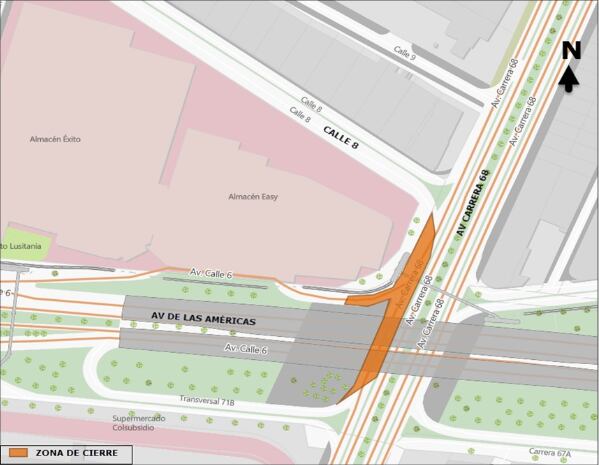 Por las obras de construcción de Transmilenio se informan cierres en la Avenida 68 y Avenida Américas - crédito @BogotaTrransito/X