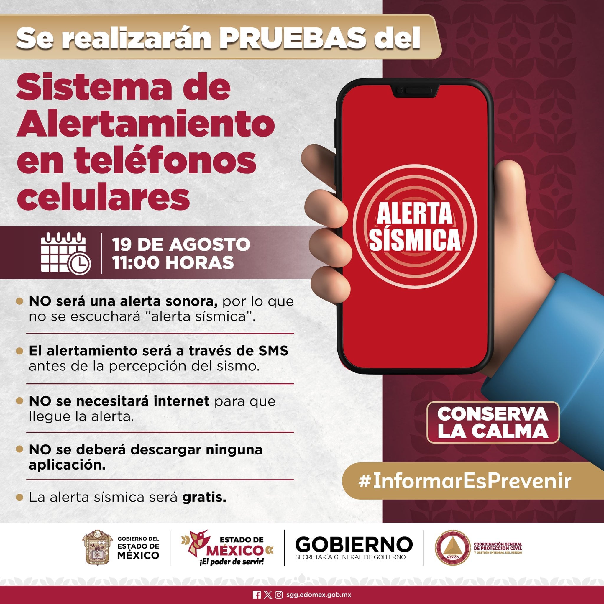 alerta sísmica alarma sísmica CDMX  19 AGOSTO SMS alerta sísmica