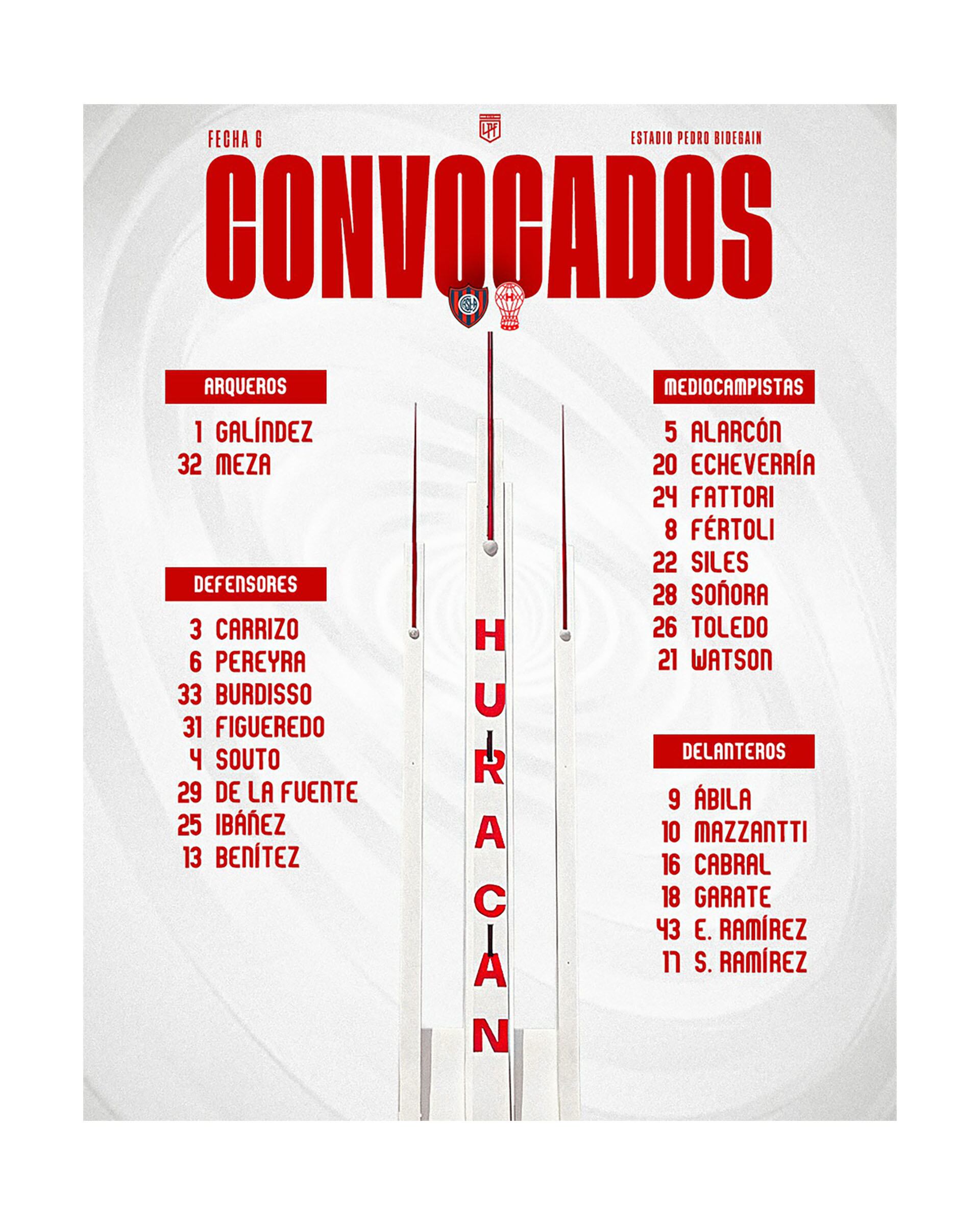 convocados huracan