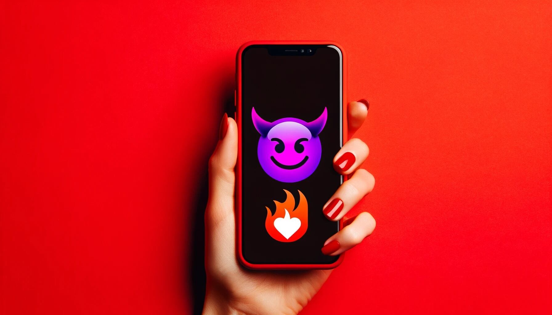 Una persona utiliza una app de citas, en la pantalla se ven emojis que simbolizan dicho uso - (Imagen Ilustrativa Infobae)