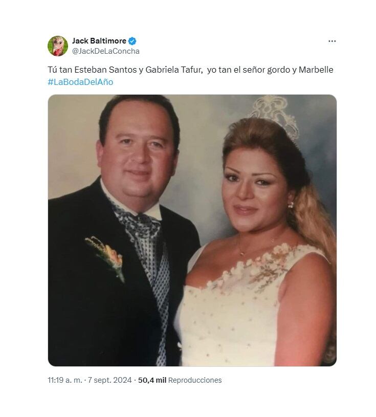 Memes por la boda de Gabriela Tafur y Esteban Santos. (Crédito: @JackDeLaConcha / X)