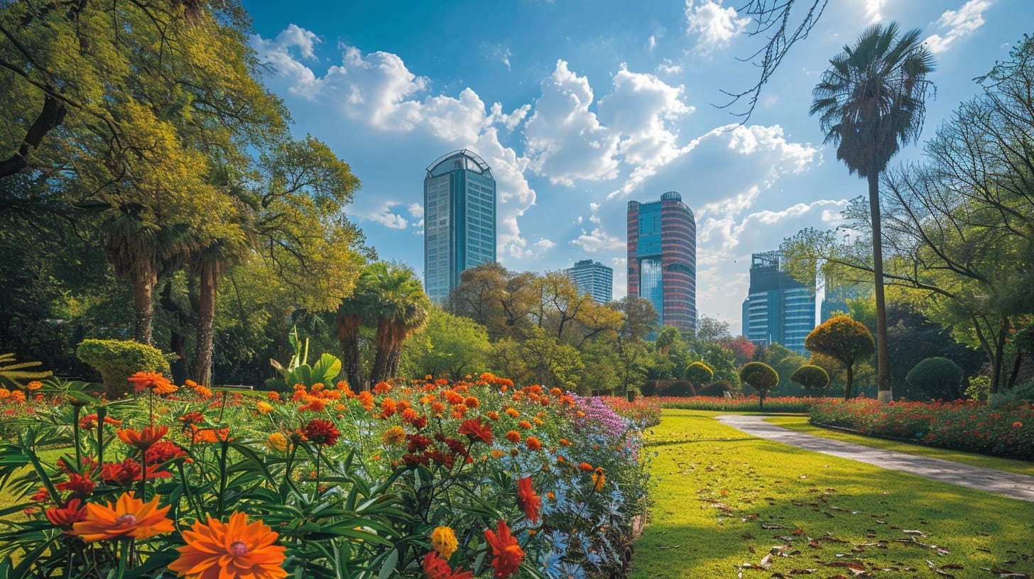 Ciudad reviviendo con la llegada de la primavera: parques llenos de flores y personas disfrutando del sol - (Imagen Ilustrativa Infobae)