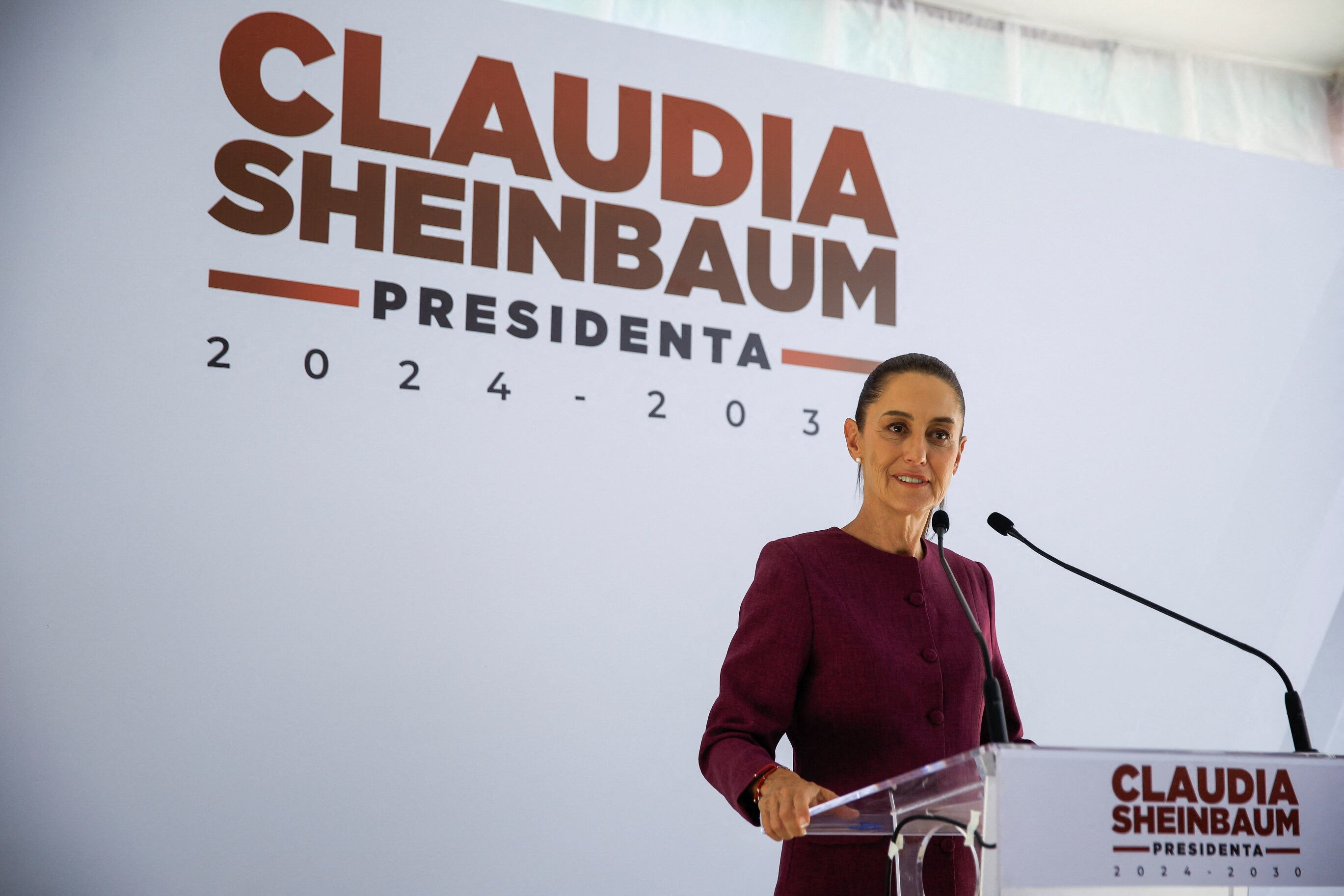 Mexican President-elect Claudia Sheinbaum holds a press conference in Mexico City, Mexico. June 11, 2024. REUTERS/Raquel Cunha