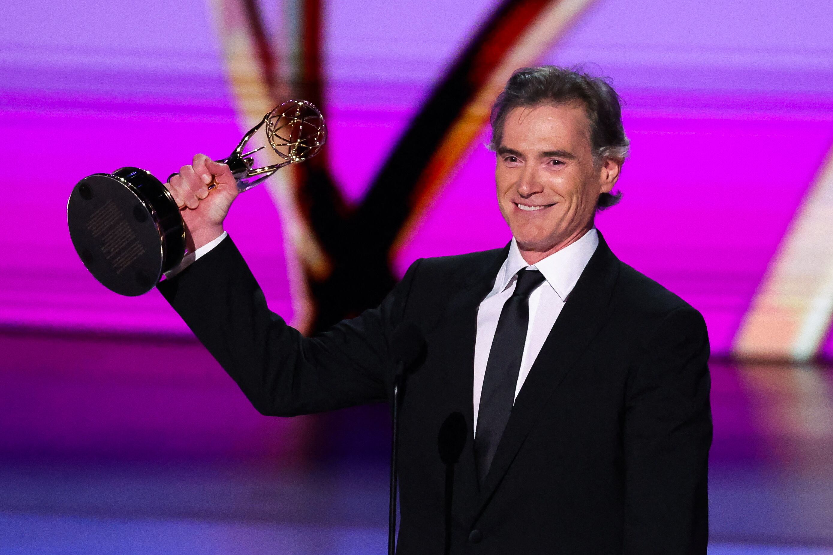 Billy Crudup accepts the Best Supporting Actor in a Drama Series for "The Morning Show" at the 76th Primetime Emmy Awards in Los Angeles, California, U.S., September 15, 2024. REUTERS/Mario Anzuoni