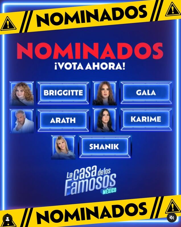 Briggitte Bozzo, Gala Montes, Arath de la Torre, Karime Pindter y Shanik Berman son los nuevos nominados del reality show.