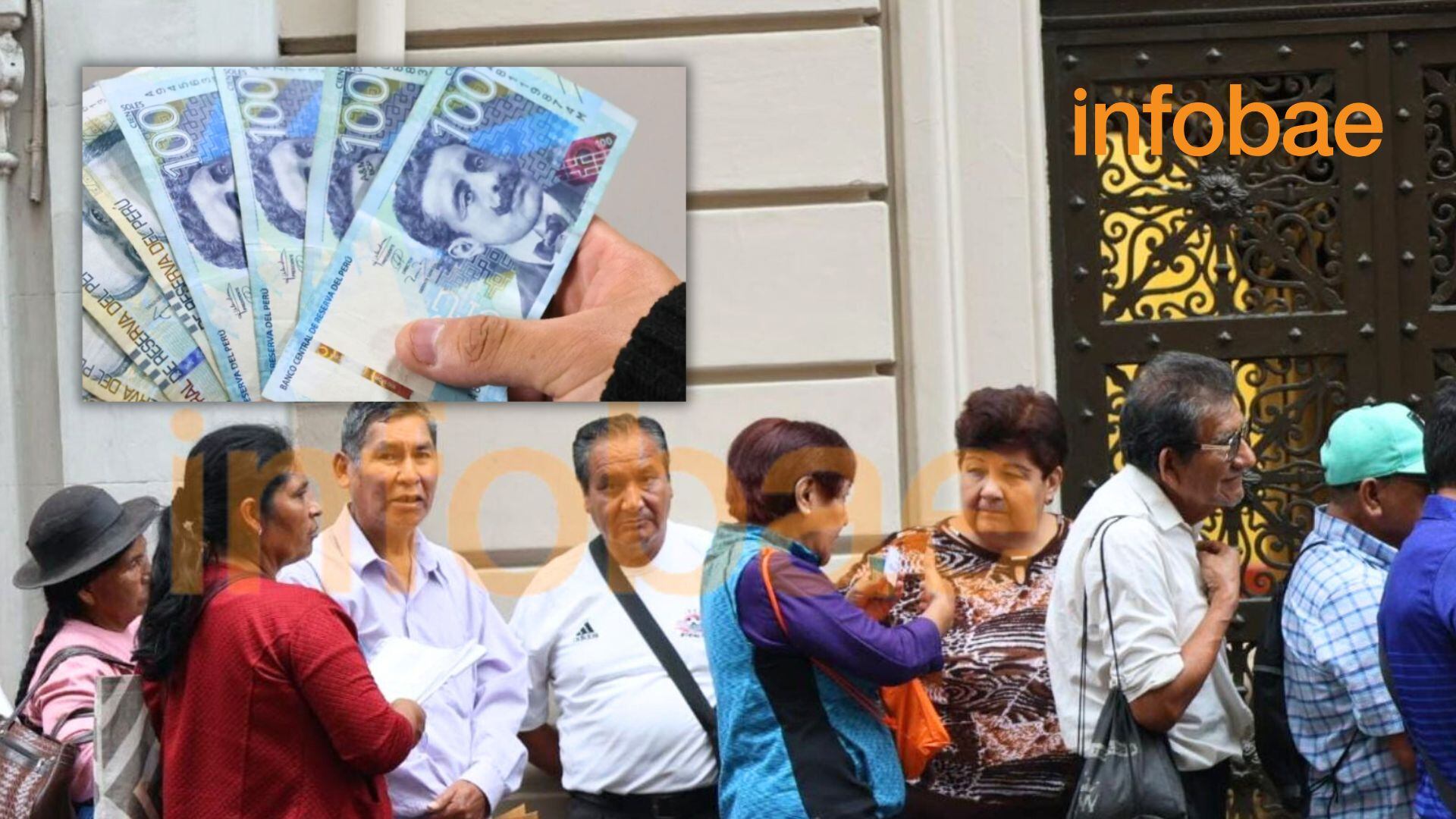 Mano con dinero y fonavistas esperando pago