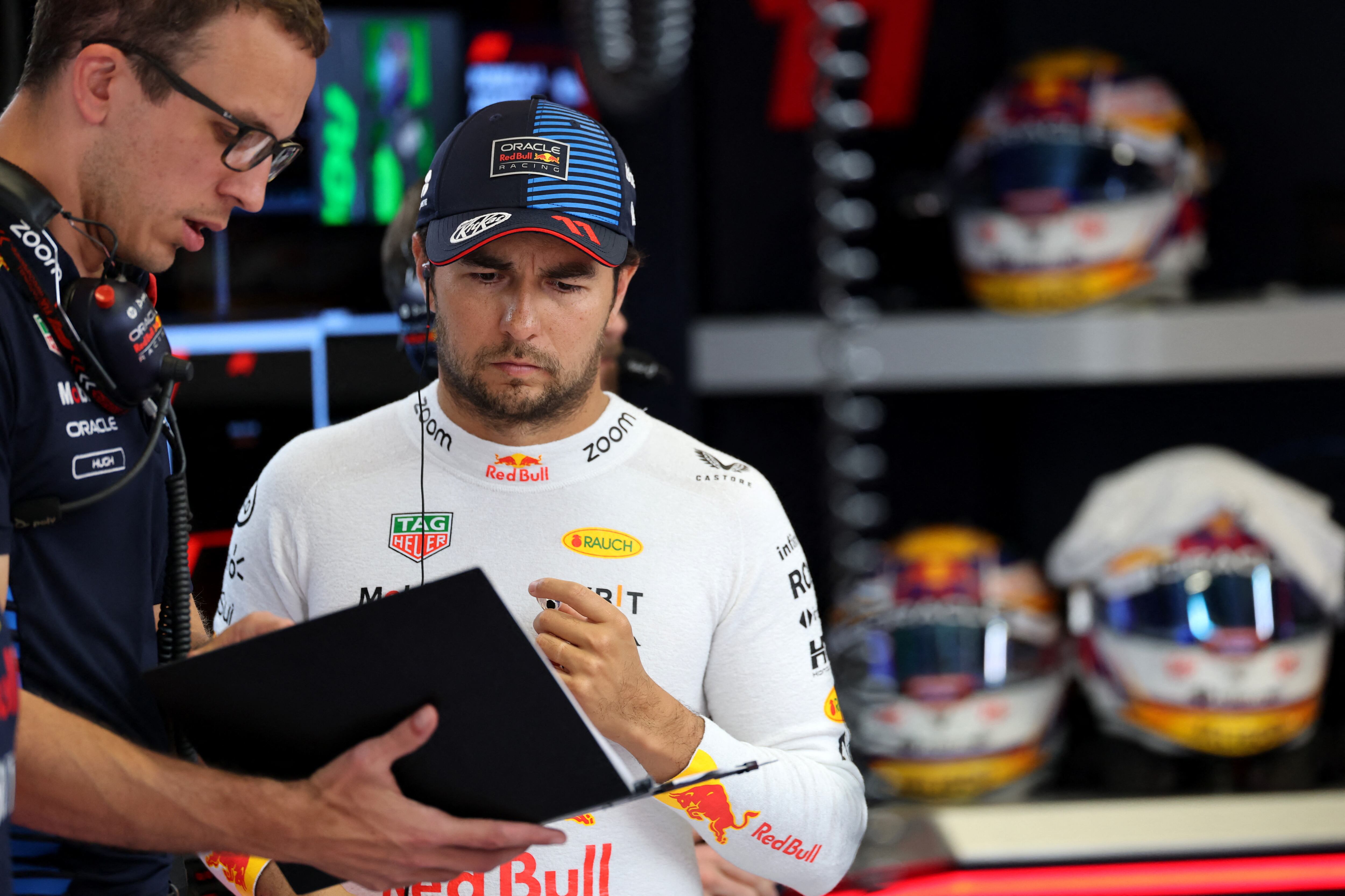 Formula One F1 - Spanish Grand Prix - Circuit de Barcelona-Catalunya, Barcelona, Spain - June 22, 2024 Red Bull's Sergio Perez before qualifying Pool via REUTERS/Thomas Coex