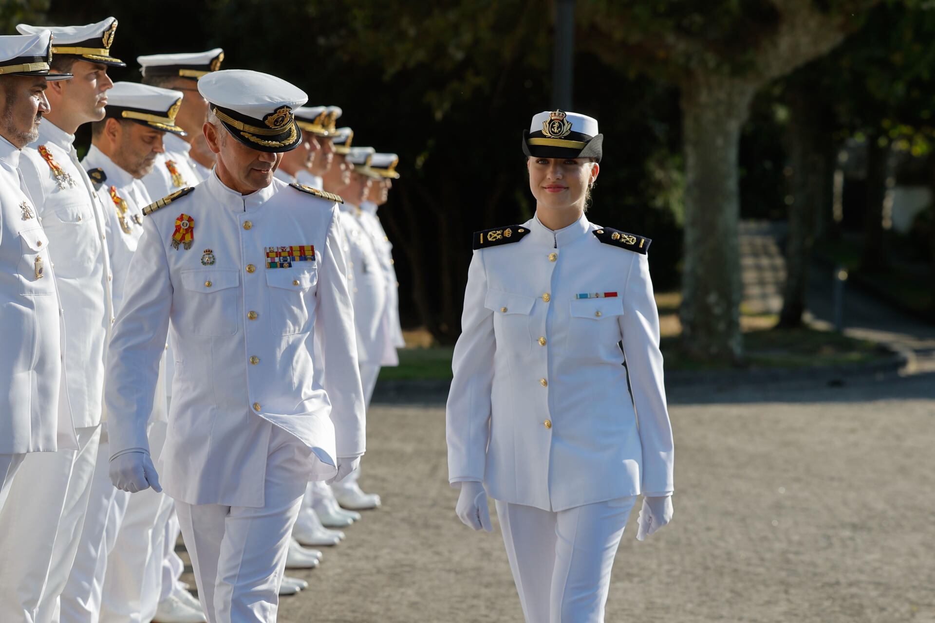 La princesa Leonor, a su llegada a la Escuela Naval Militar de Marín. (EFE)