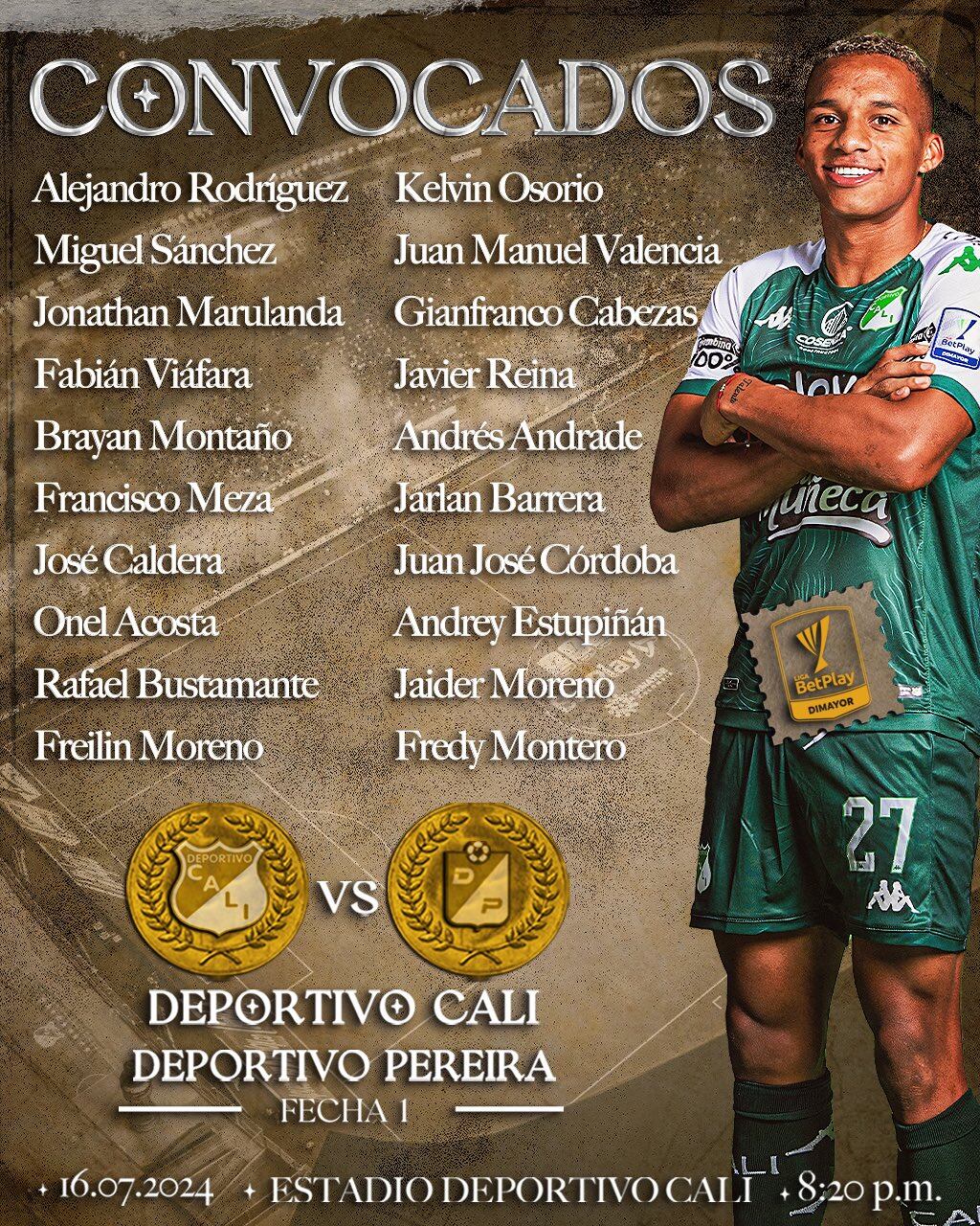 Convocados del Deportivo Cali