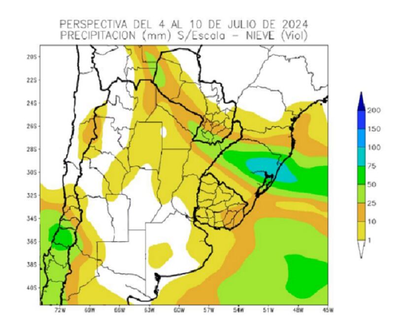 Pronóstico de lluvias para el área agrícola argenti