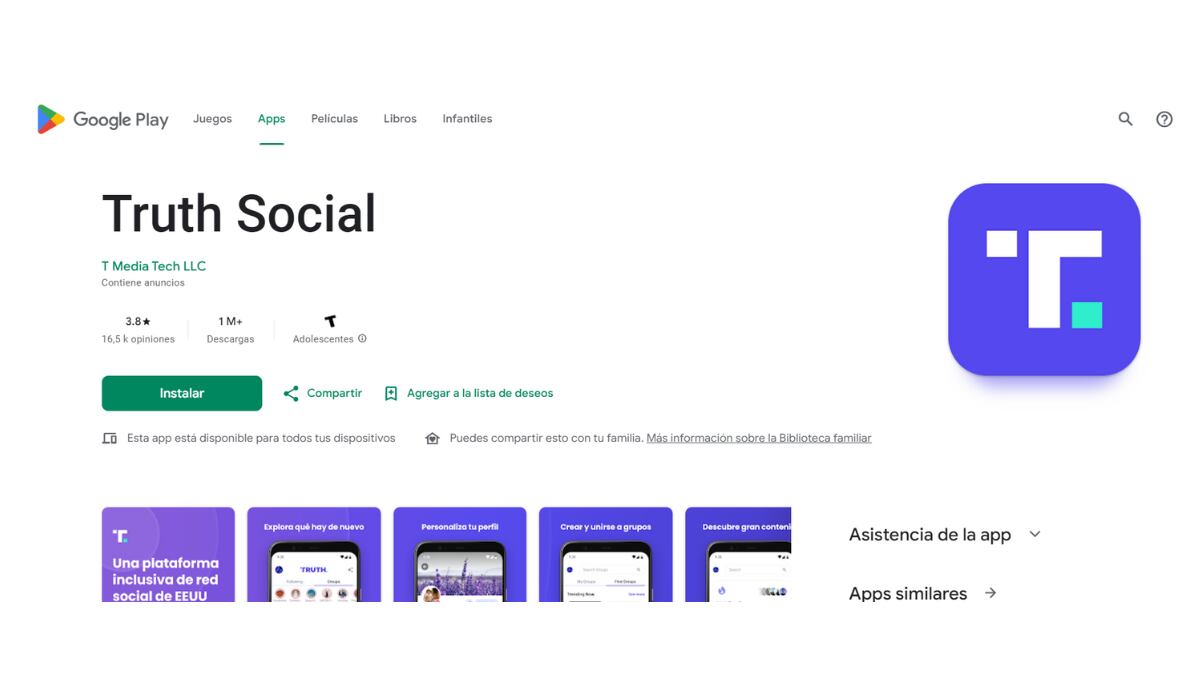 Truth Social es la red social de Donal Trump. (Google Play Store)