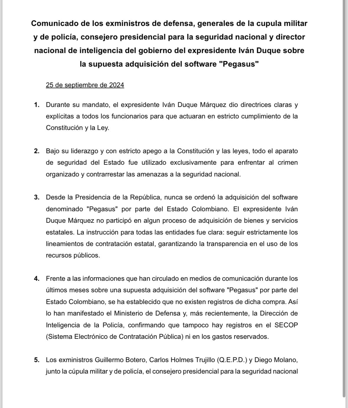 Los exfuncionarios de Iván Duque defendieron ese gobierno ante los señalamientos del presidente Gustavo Petro sobre la adquisición de Pegasus - crédito red social X