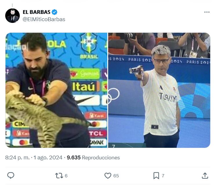 Yusuf Dikec tomando venganza por el gato que fue maltratado por el integrante de la selección brasileña en Qatar 2022