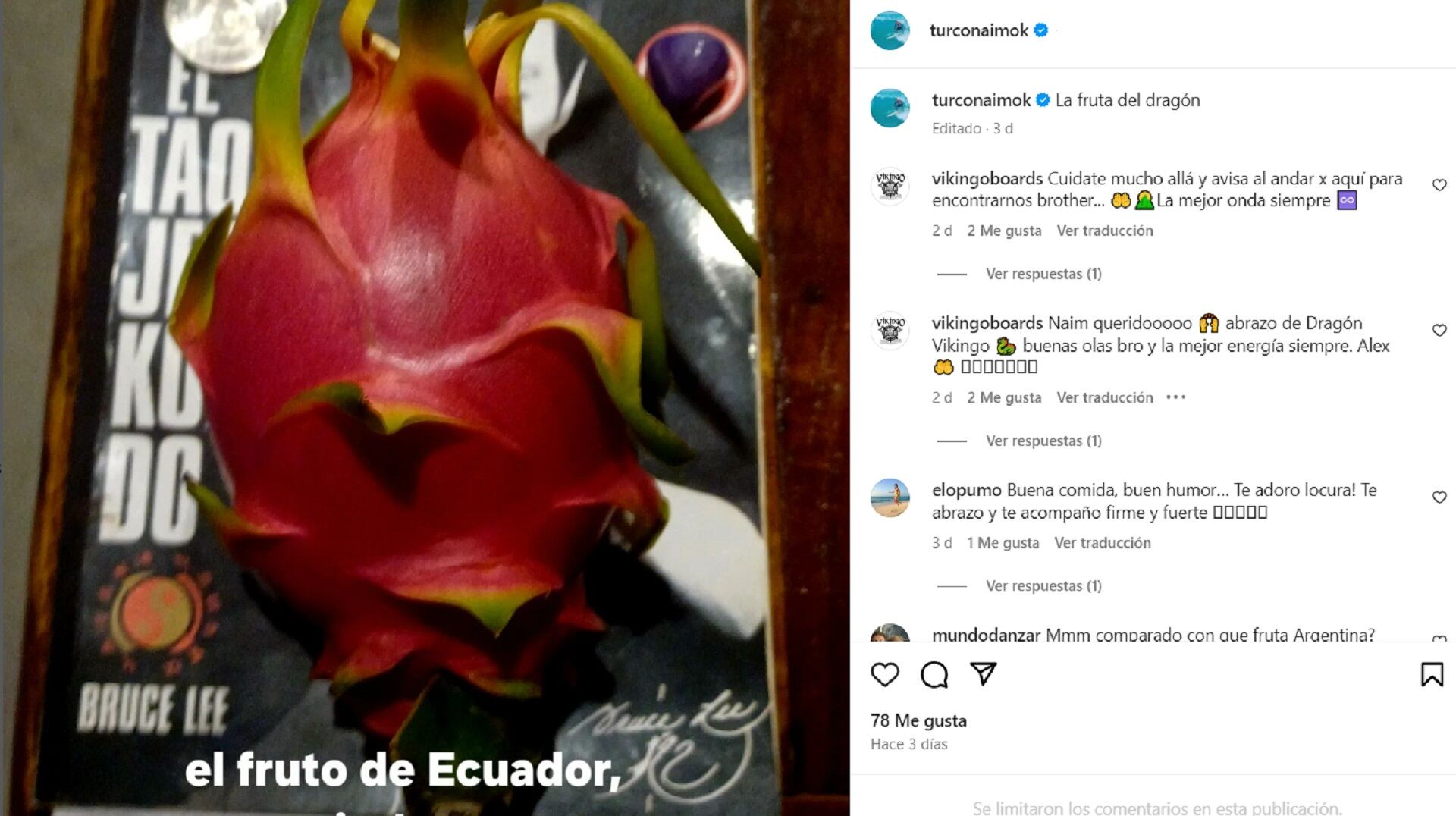 Una de las publicaciones del Turco Naim en su cuenta de Instagram