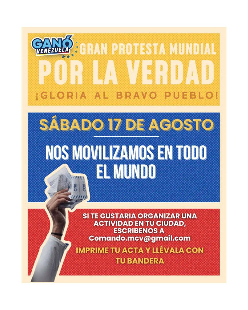 Convocatoria marcha mundial por Venezuela