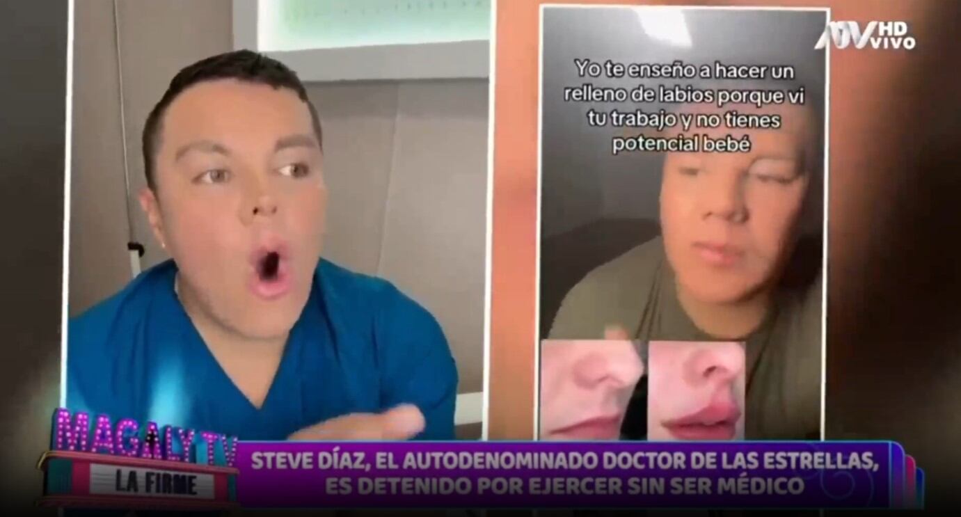 Steve Díaz, el ‘Doctor de las Estrellas’, fue arrestado en Chiclayo por ejercicio ilegal de la medicina. (Captura: Magaly TV La Firme)