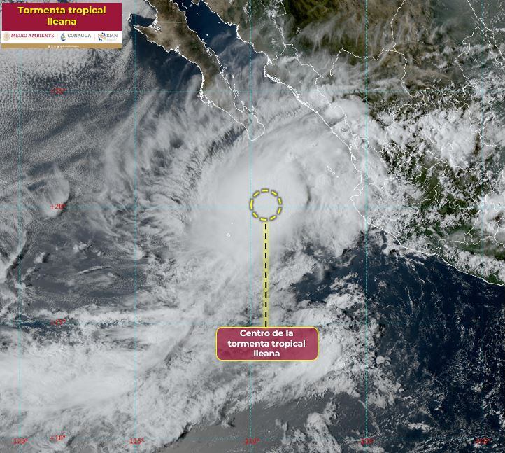 Imagen satelital de la tormenta tropical Ileana (Foto: SMN)