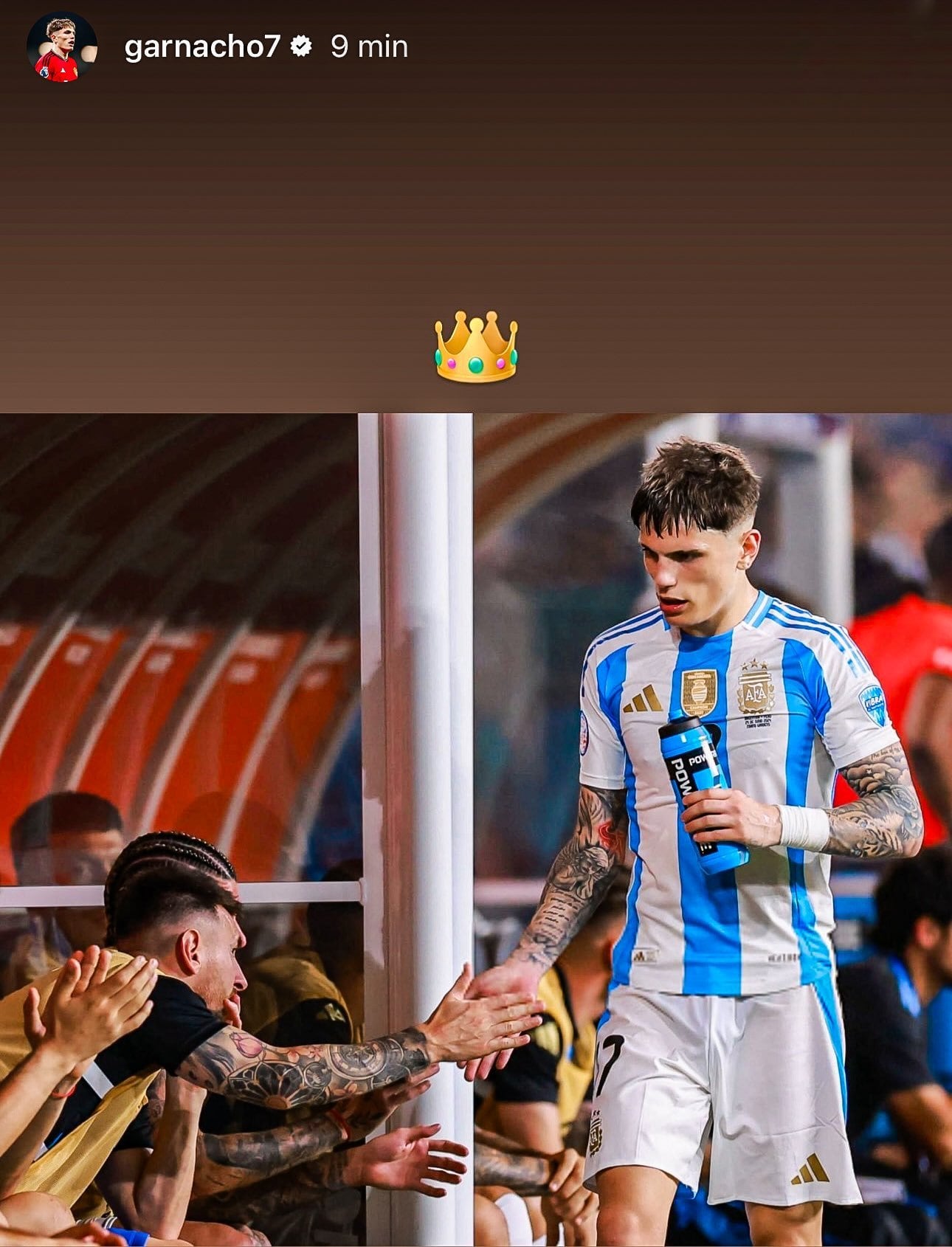 El posteo de Alejandro Garnacho sobre Messi