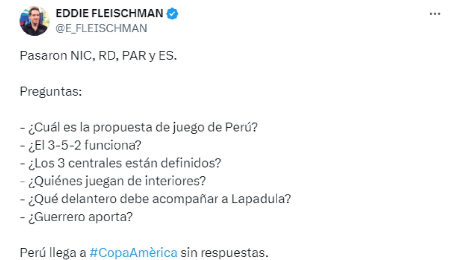 Eddie Fleischman publicó sus conclusiones tras el triunfo de Perú ante El Salvador.