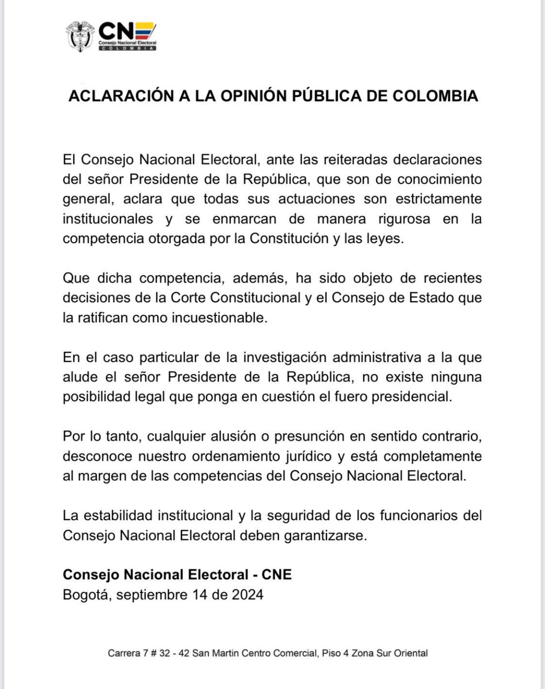 Documento oficial del Concejo Nacional Electoral - crédito CNE