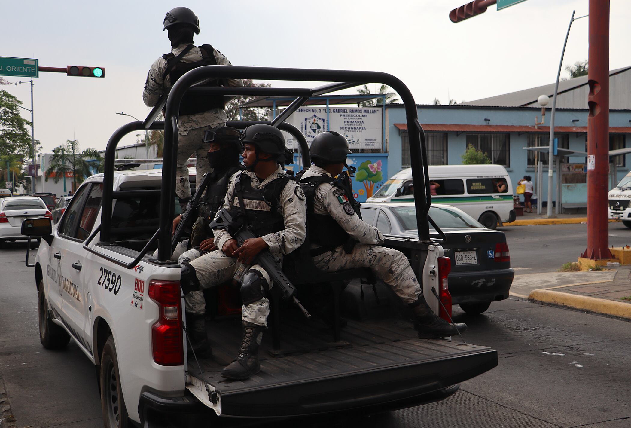 Personal de la Guardia Nacional realiza patrullajes de vigilancia en el municipio de Tapachula, en Chiapas.
(Foto: EFE/Juan Manuel Blanco)
