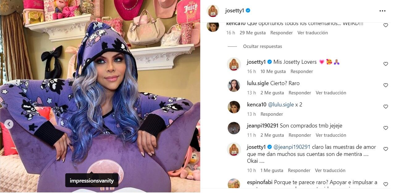 Josetty Hurtado responde a los detractores que critican sus ingresos económicos como influencer. Instagram