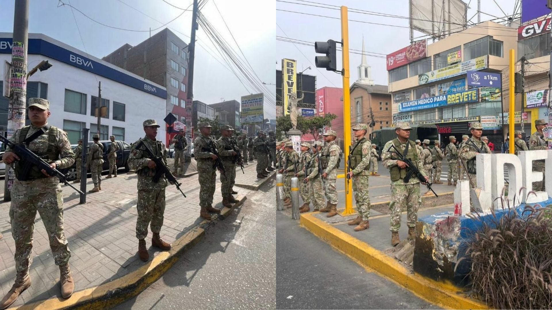 Miembros del Ejército del Perú patrullaron las calles de Lima Norte este domingo 29.