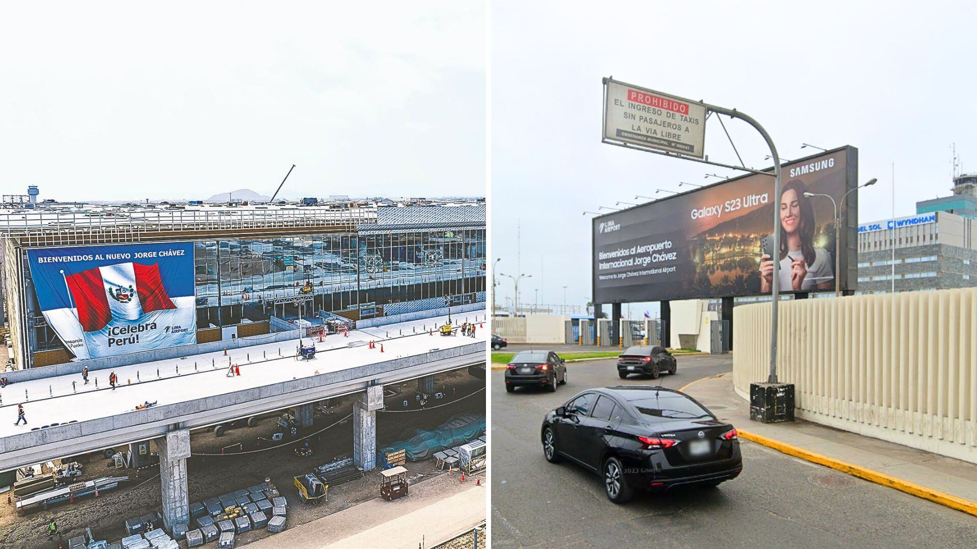 Nuevo puente de acceso al aeropuerto internacional Jorge Chávez y antiguo acceso por Faucett