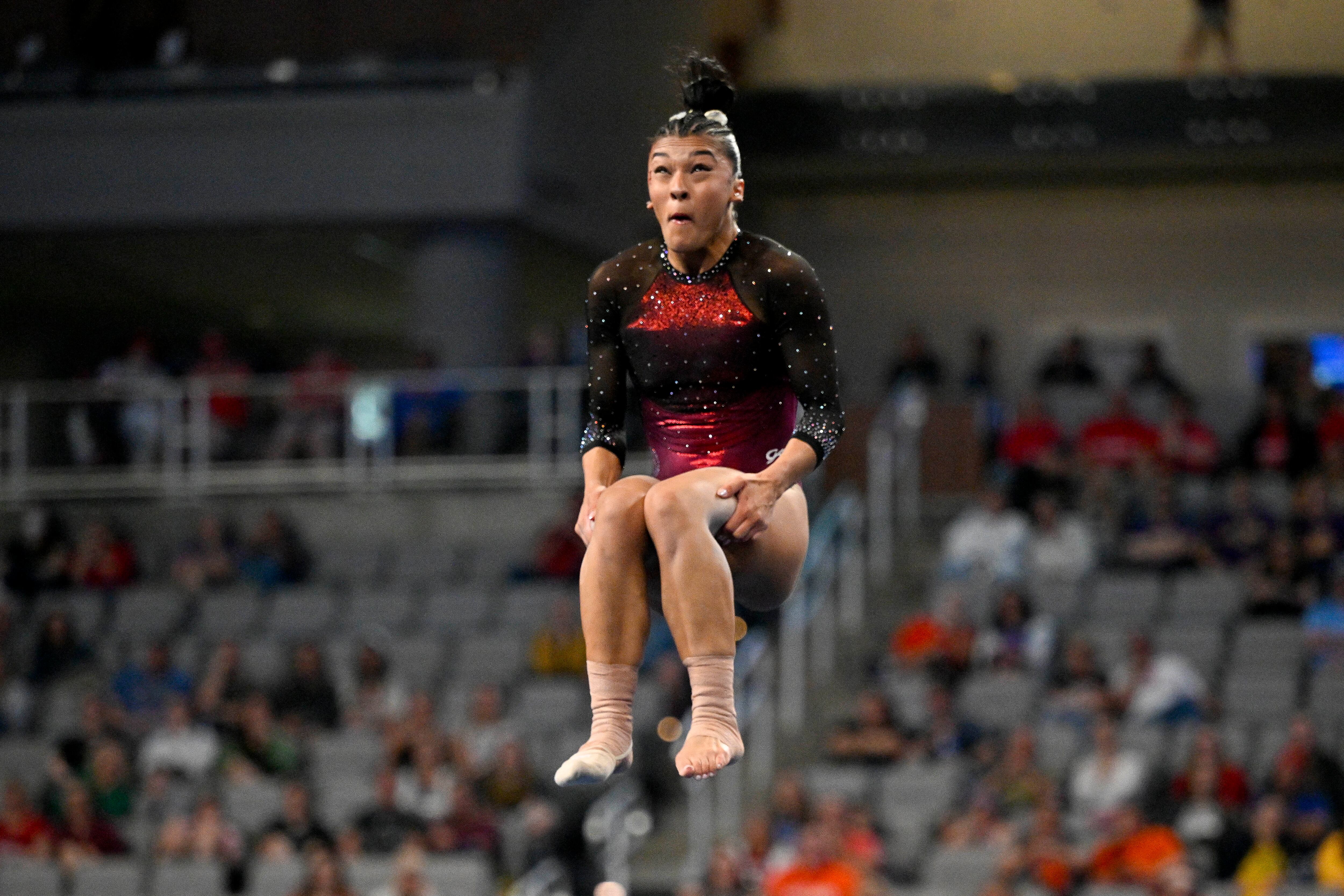 Luisa Blanco se destacó como una de las principales competidoras en la competencia universitaria en las semifinales nacionales de Estados Unidos, en Alabama, Texas crédito Jerome Miron / USA TODAY Sports