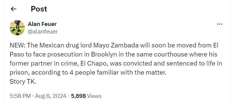 Por qué El Mayo podría ser enviado a la Corte de Brooklyn, donde fue juzgado y sentenciado El Chapo