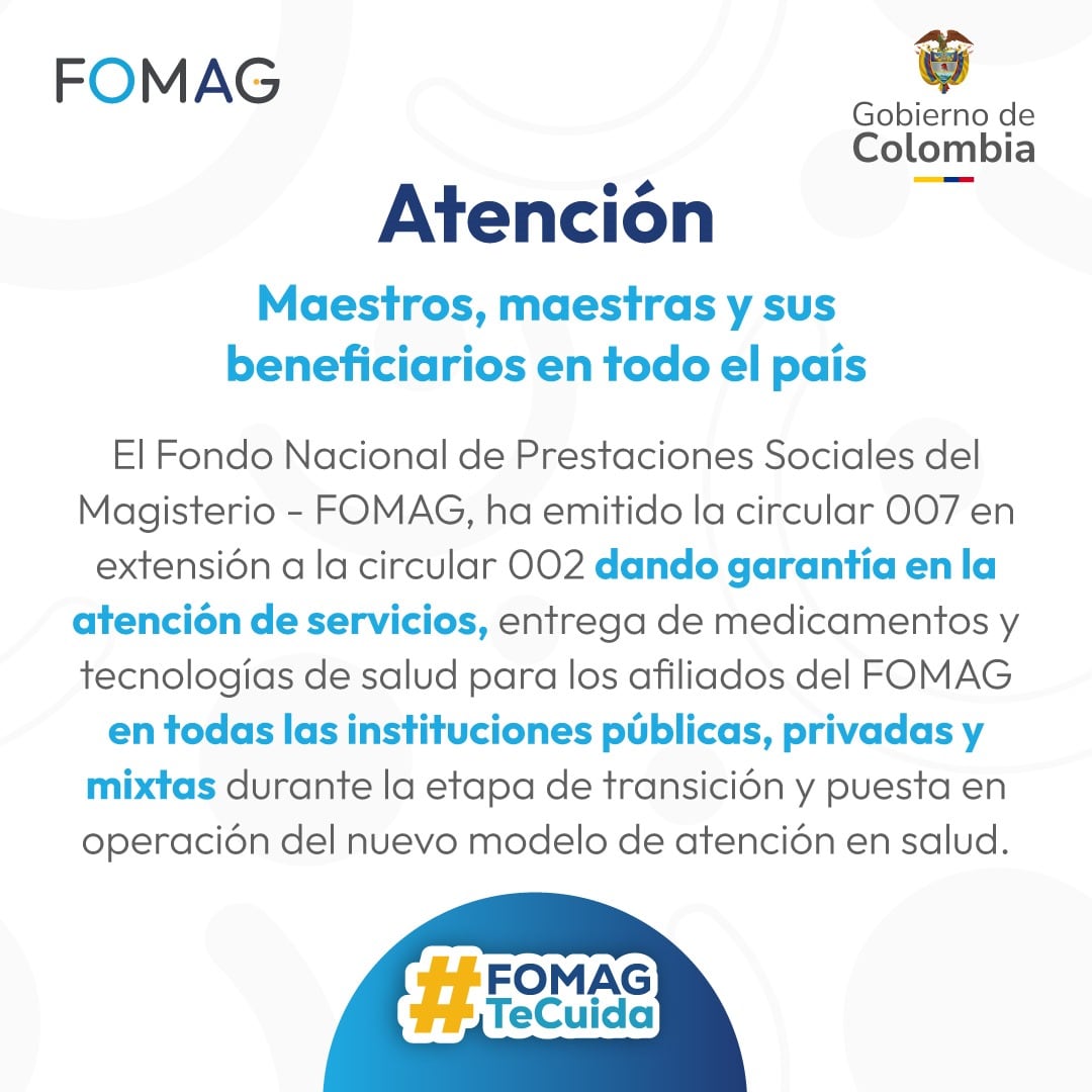 Fomag anunció nuevas medidas en la prestación de servicios de salud de los docentes - crédito @FomagOficial/X