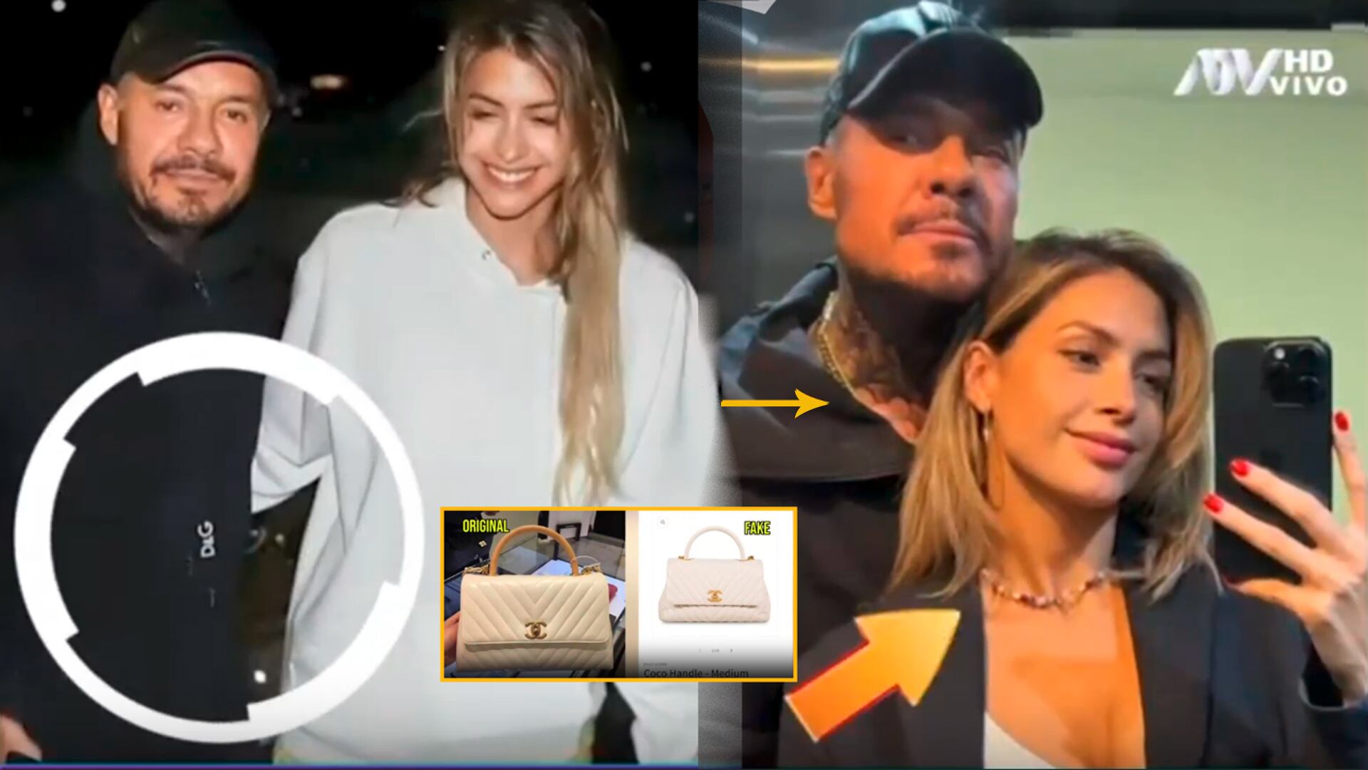 Milett Figueroa usa carteras bambas, mientras Marcelo Tinelli luce exclusivas marcas: “Cualquiera le regala una de las reales”. (Captura: Magaly TV La Firme)