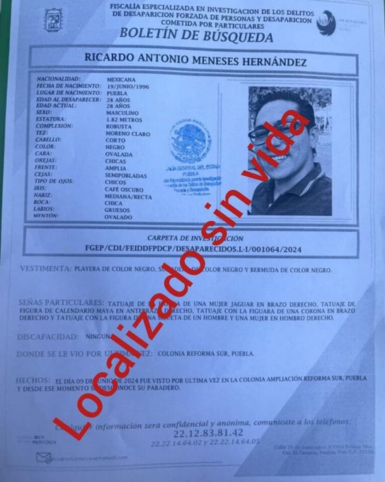 asesinato, secuestro, Puebla, Ricardo Meneses