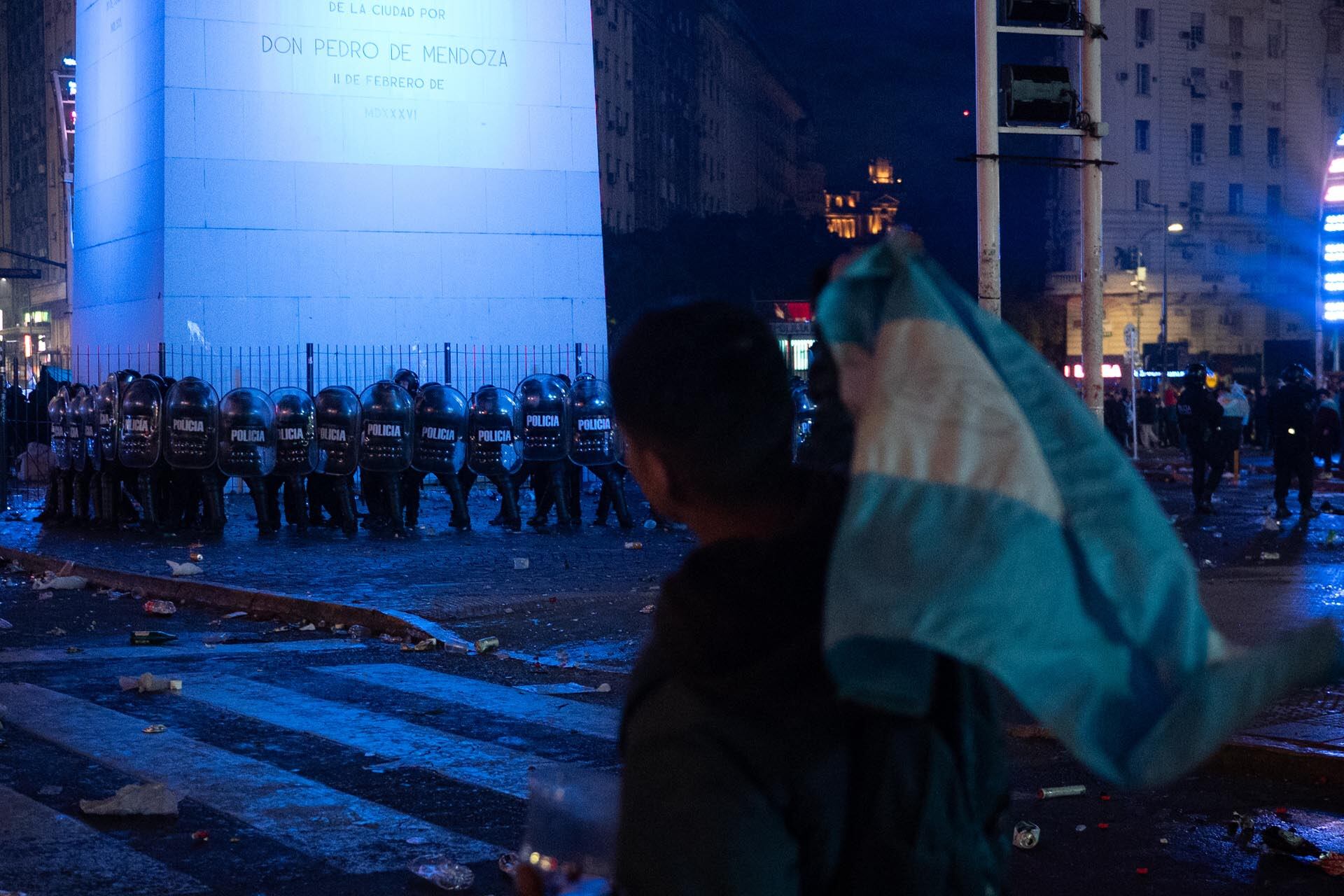 Incidentes en el Obelisco durante los festejos por el bicampeonato de la Copa América