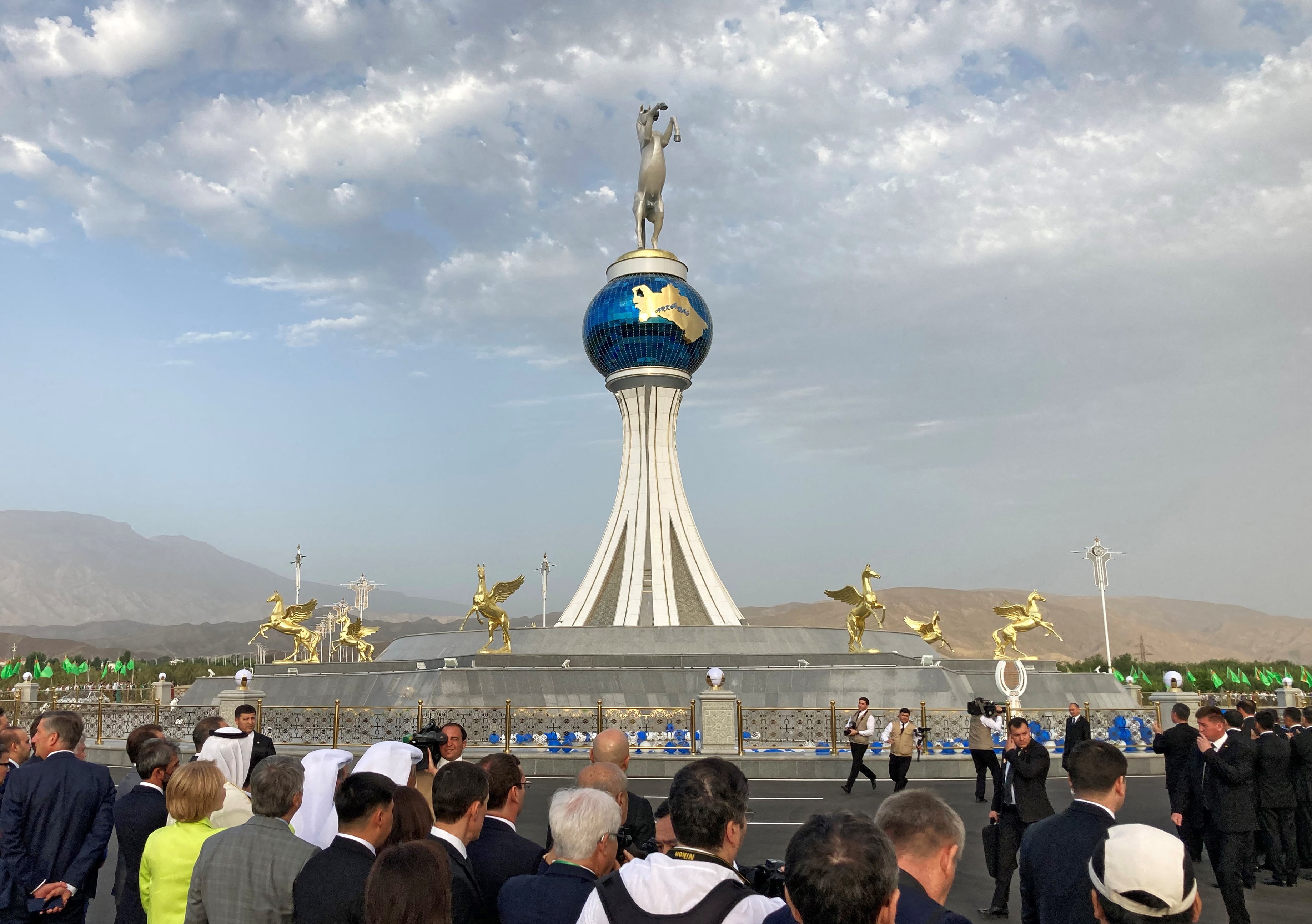 People attend the opening ceremony for the new city of Arkadag, dedicated to the country's former president Kurbanguly Berdymukhamedov, in Arkadag, Turkmenistan June 29, 2023. REUTERS/Marat Gurt