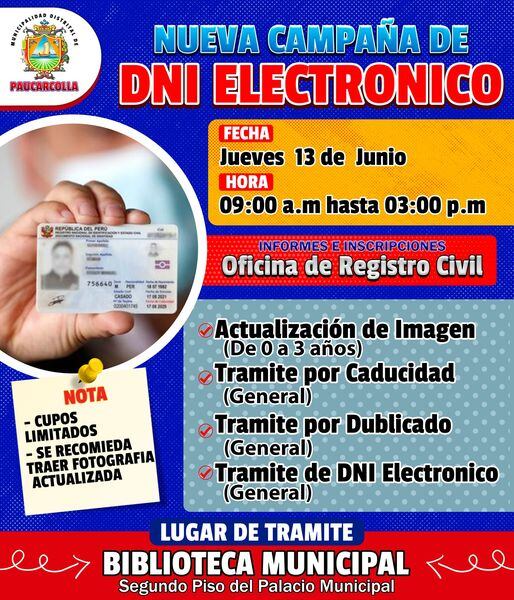 Son diversas la campaña itinerantes del Reniec en todo el país que ayudan a la ciudadanía más pobre a tramitar a costo cero su DNI electrónico.