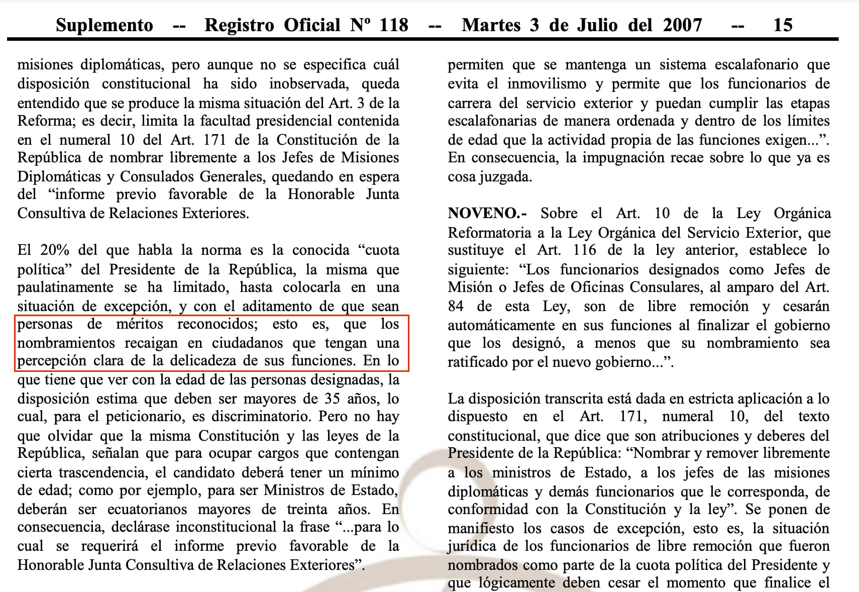 La definición de "méritos reconocidos", según una resolución del Tribunal Constitucional en el 2006.