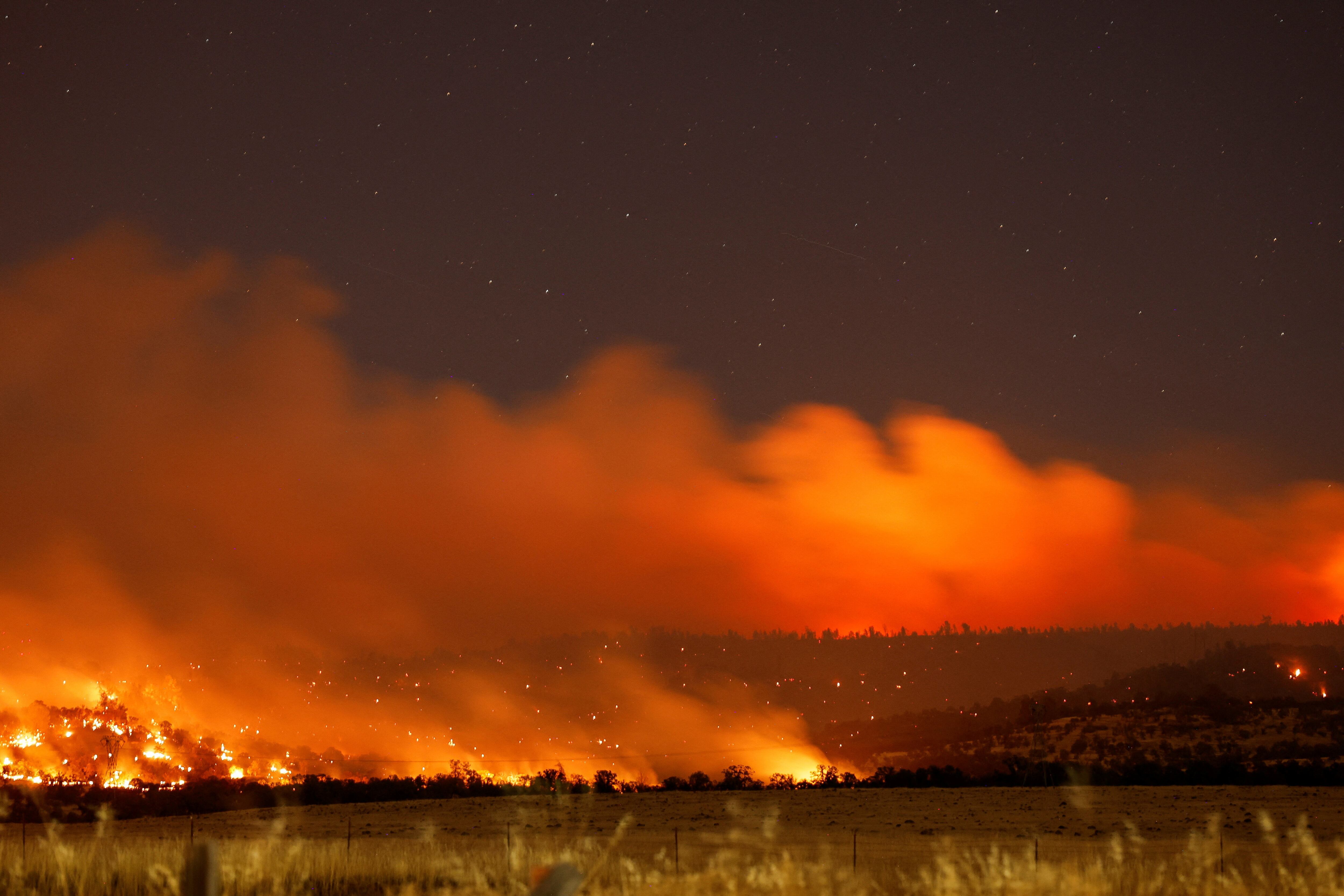 Más de 200 bomberos han sido desplegados para enfrentar el fuego que ha crecido rápidamente. (REUTERS/Fred Greaves)