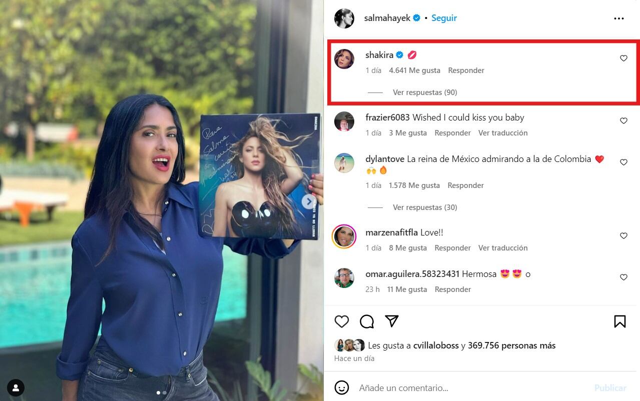 La actriz presumió y agradeció el regalo de Shakira, y la cantante no lo pasó por alto - crédito @salmahayek/Instagram