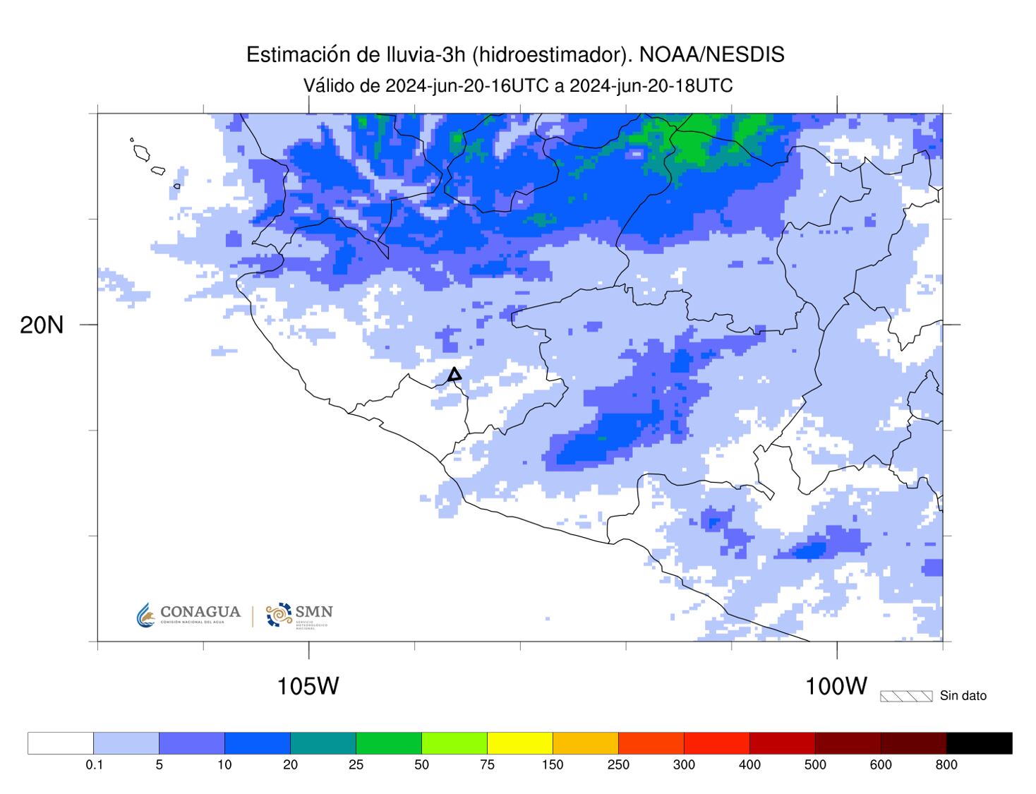 Imágen 3:Hidroestimador de las últimas tres horas