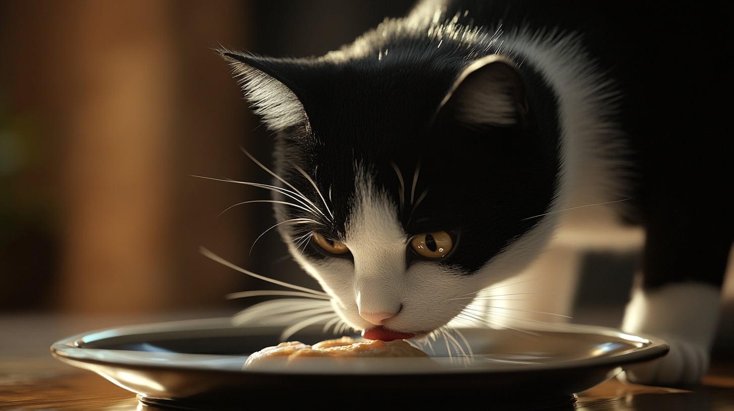 Gato de pelaje blanco y negro, comida para mascotas, croquetas, nutrición de gatos, cuidado de mascotas, bienestar felino - (Imagen Ilustrativa Infobae)